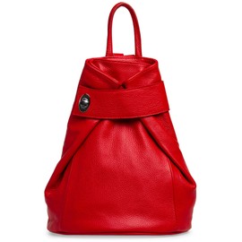 Caspar TL790 Elegant Women's Genuine Leather Backpack - Large, red