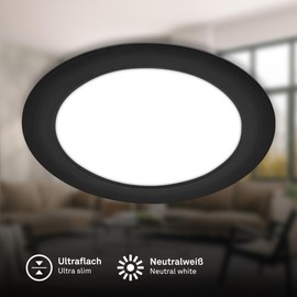 BRILONER - 1 x LED Recessed Spotlight, 230 V Flat, Neutral White Light, 18 W, 1980 lm, LED Spotlight, Ceiling Spotlights, 230 V, Recessed Spotlights, Recessed Spotlights, Ceiling Spotlight, 22 x 3 cm