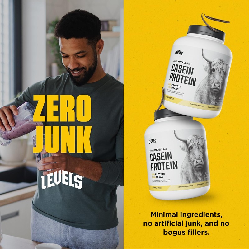 Levels 100% Micellar Casein Protein, Hormone Free, Vanilla Bean, 4LB