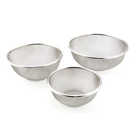 elite colander 18-8 Stainless Steel Strainer Set, 6.5 + 7.7 + 8.9 inches (16.5 + 19.5 + 22.5 cm), M-2 Made in Japan