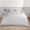 OHS Grey Double Duvet Set, Reversible Check Bedding Super Soft
