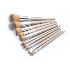 Mikinona Professional Makeup Set 10 Tools Portable Reusable Wood Handle for Ladies Easy to Apply Makeup