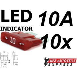 LED Status Car ATO Fuses Blade Fuses TFTL0 Set 3A 5A 7.5A 10A 15A 20A 25A 30A 35A 40A, Current: 10A Amp
