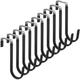 FYY Over The Door Hooks, 10 Pack Door Hangers Hooks with Rubber Prevent Scratches Heavy Duty Organizer Hooks for Living Room, Bathroom, Bedroom Hanging Clothes, Towels, Hats, Coats, Bags Black