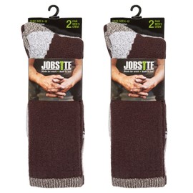 Jobsite Mens 2 Pack Heavy Cushion Spliced Work Sock-Brown, Industrial Grade, Tough Workwear, Premium Performance