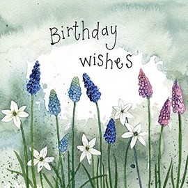 Alex Clark Art Birthday Wishes Grape Hyacinths Foil Card