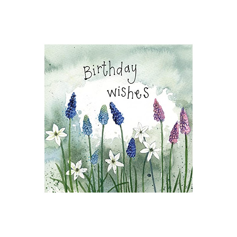 Alex Clark Art Birthday Wishes Grape Hyacinths Foil Card
