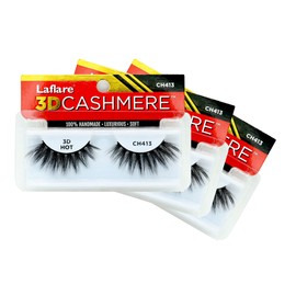 LAFLARE 3D CASHMERE Eyelashes, Natural Look, Wispy, Glam, Fresh, Fluffy, Soft, Reusable, Luxurious Handmade Strips False Lashes - 3 PACKS BUNDLE SPECIAL CH (CH413, 3)