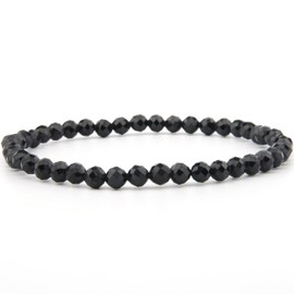 Vascavi Gemstone Bracelet 4 mm Faceted, Natural Stone as Chakra Stone, Healing Stone, Made in Germany, Pearl Bracelet Approx. 19 cm Long, Elastic, Gemstone