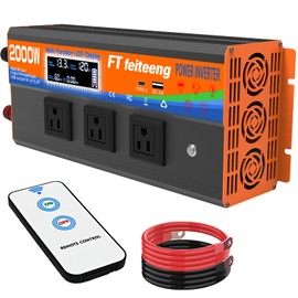 2000 Watt Inverter, Inverter 12v to 110v, LCD Display, 3 Ac Outlets, USB-C & Qc3.0 Ports, Dual Smart Fans, Remote. Power Inverters for Vehicles for Camping, Emergencies, Trucks, Rv, Off-Grid Solar