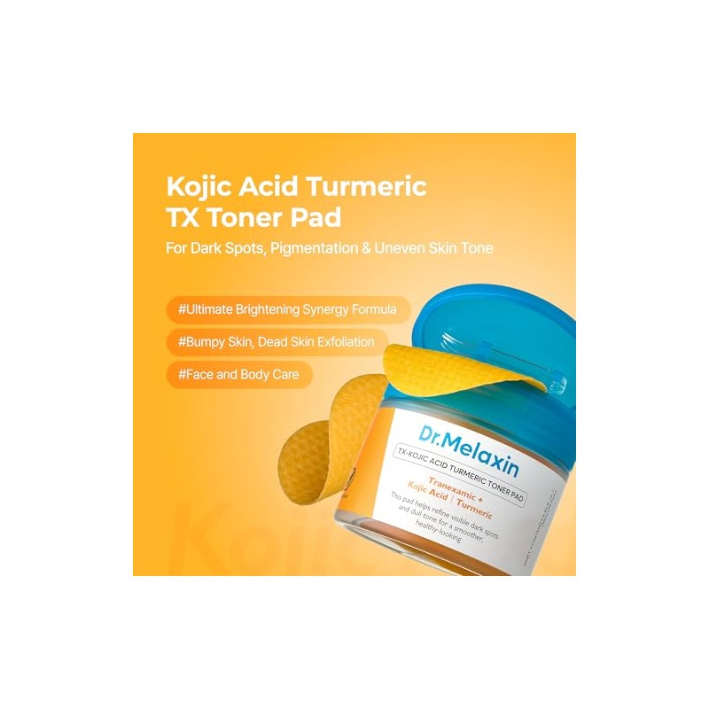 Dr.melaxin Tx Kojic Acid Turmeric Toner Pads with Tranexamic Brightening
