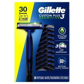 Gillette Custom Plus3 Disposable Razors - 30 Count + Free Shipping