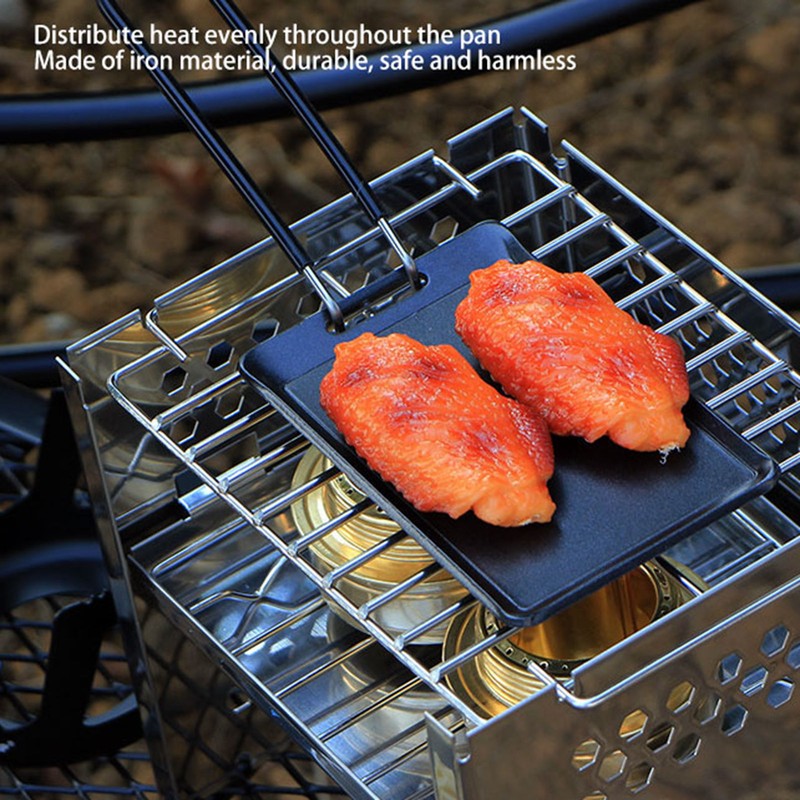Portable Grill Pan with Handle Non Stick Barbecue Plate Camping