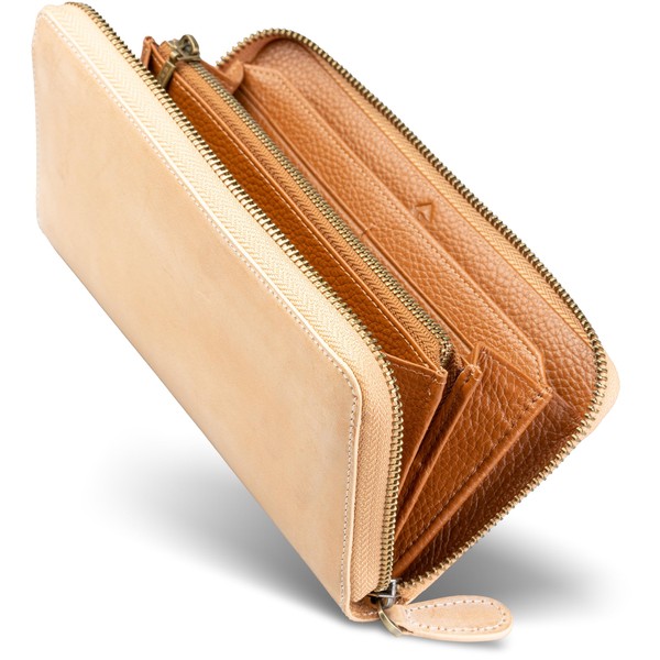 GRACIA Bridle Leather Round Zipper Wallet, Men's, Long Wallet, Genuine