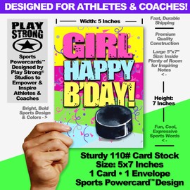 Play Strong HOCKEY GIRL Happy Birthday Crushing It! Sports Powercard 1-Pack (5x7) Party Girl Power Sports Birthday Cards Greeting Cards Awesome for Players, Coaches and Fans!
