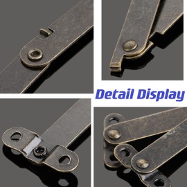 6 Pcs Folding Support Hinges,Mgoodoo Bronze Lid Hinge Display Bracket for Furniture Wooden Boxes Jewelry Case Chest Cabinet Cupboard 61mm*11mm