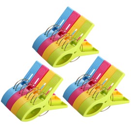 Vicloon Beach Towels Pegs Clips Quilt Clips, 12PCS Large Size Bright Color Plastic Towel Holder for Sun Beds or Laundry