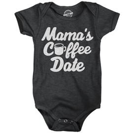 Mamas Coffee Date Baby Bodysuit Funny Sarcastic Graphic Novelty Jumper for Infants Funny Baby Onesies Sarcastic Onesie for Baby Cool Coffee Onesie Novelty Black - 6 Months