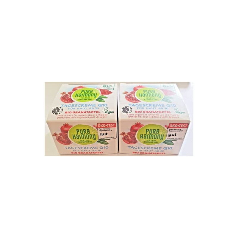 2 x Pure Harmony Day Cream Q10 Organic Pomegranate for