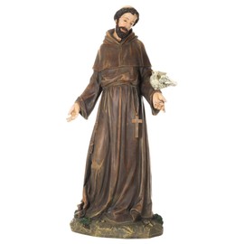 Brushed Bronze Tone St. Francis 25 inch Resin Stone Decorative Outdoor Garden Statue