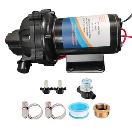 12V DC RV Water Pump 7GPM 70PSI Five Chamber Self-Priming Diaphragm Water Pump with Heavy Duty Pressure Switch & Strainer Mustrod