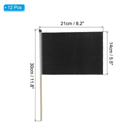 PATIKIL 8x5 Inch Mini Plain Flags, 12 Pack Solid Blank Flags Small Hand Held Graffiti Flag for DIY Birthday Party Celebration Opening, Black