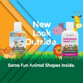 NaturesPlus Animal Parade Children's Liquid Multivitamin, Tropical Berry Flavor - 30 fl oz, Pack of 2 - Whole Food Supplement - Vegetarian, Gluten Free - 120 Total Servings