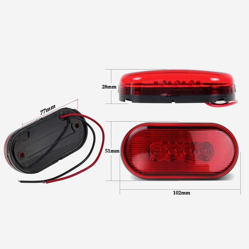 Partsam 12pcs 4 Inch Oblong 10 LED Marker Lights, 4"