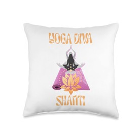 Yoga Diva Shanti Peace Lotus Mat,Yoga Gifts.Workout Apparel Throw Pillow