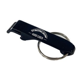 Strongbow Cider Bottle Opener Keychain, Black Hard Plastic with White Lettering,