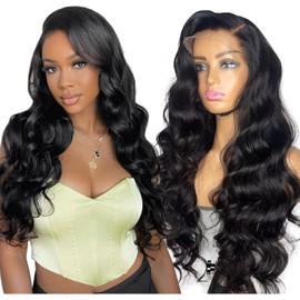 Body Wave Real Hair Wig, HD Transparent, 180% Density, Lace Front Wig, Human Hair Wig, Women's Real Hair Wig, for Black Women, 56 cm/22 Inches, 33