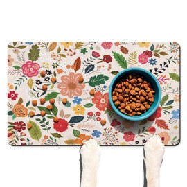 Absorbent Pet Dog Bowl Mat for Food and Water, Pet Cat Food Feeding Mat with Non Slip Rubber Backing, Dog Food Mats for Floors Waterproof, 12"x20"