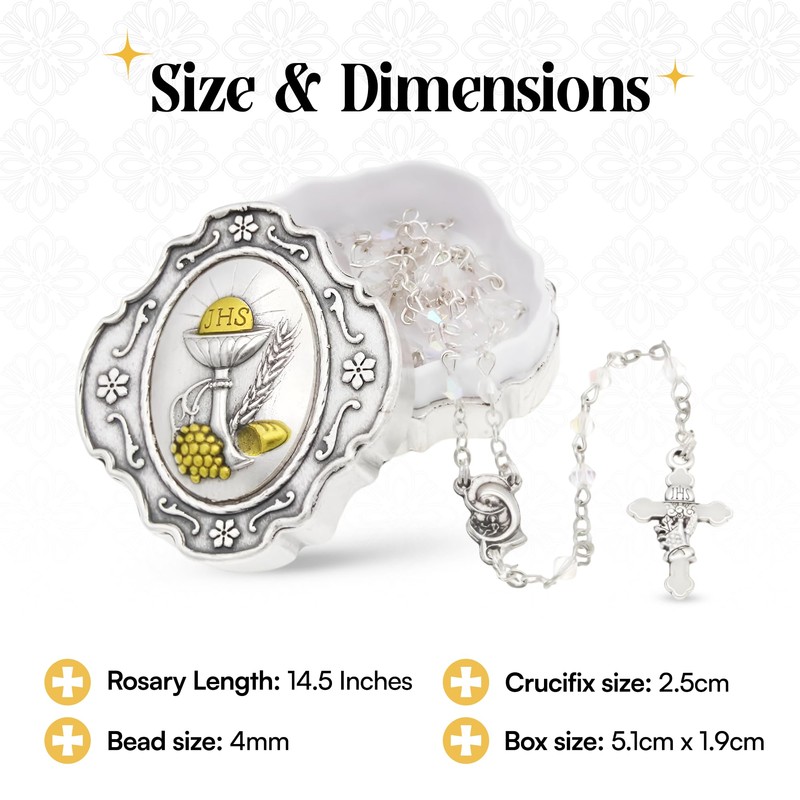Catholic Rosary Beads with Metal Keepsake Gift Box Set (Padre