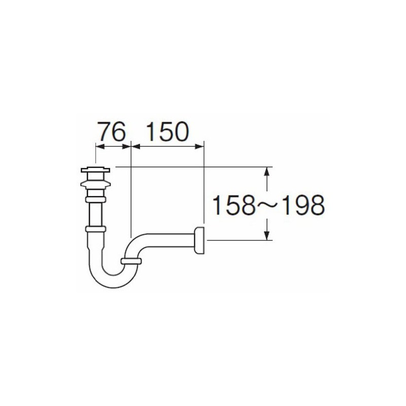 SANEI Drainage Parts, P Trap with Flare, Wall Drainage Type,