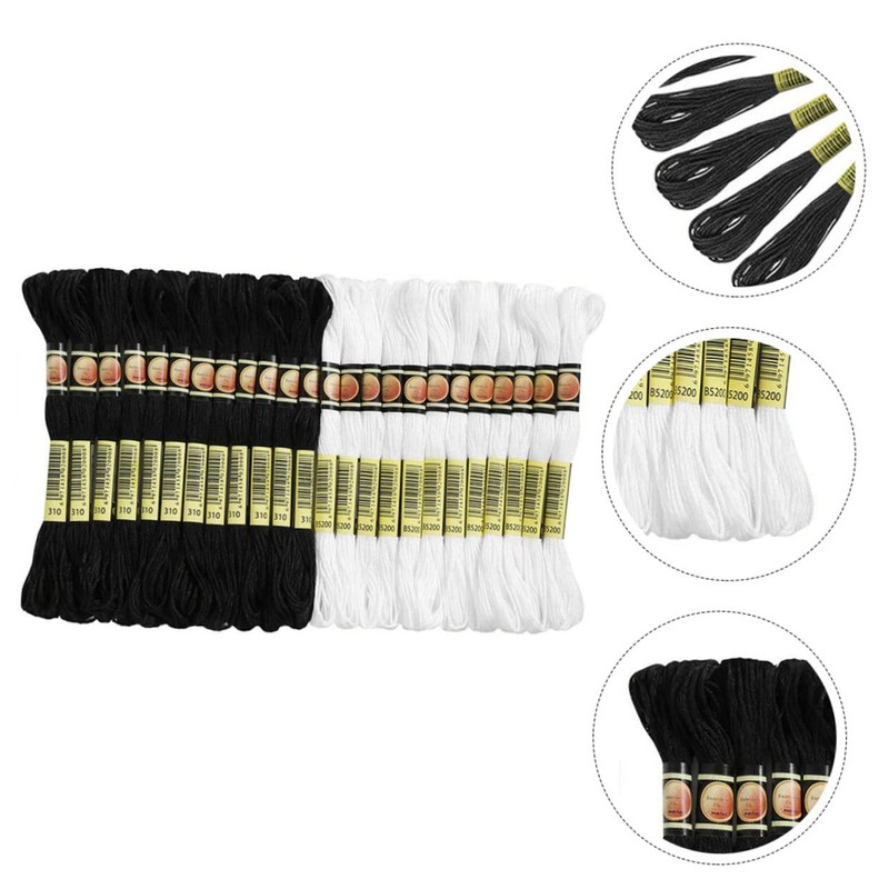 jojofuny 24Pcs Multi Function Embroidery Thread Black White Sewing Supplies