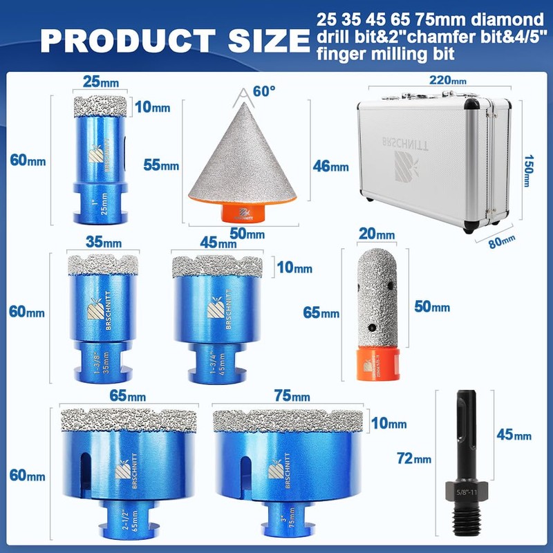 Diamond Core Drill Bit Set for Porcelain Porcelain Tile Ceramic