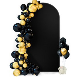 Hemmotop 7.2 ft Arch Backdrop Cover Black, Double-Sided Spandex Arch Cover Stretchy Backdrop for Party Decorations, Easy to Install, Not See Through, Durable & Reusable Arch Backdrop Stand Cover