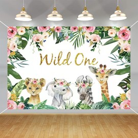 Safari Wild One Backdrop Safari Animal First Birthday Party Background Jungle Girl 1st Birthday Party Decoration Photography Background Birthday Poster 5ft