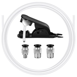 PTFE Tube for 1.75mm Filament, 2M (6.6ft) Bowden Tube 2.5mm ID×4mm OD with Tube Cutter, 2x PC4-M10 & 1x PC4-M6 Fittings, Compatible with Most 3D Printers