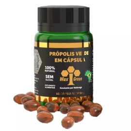 BrazilBeePropolis Wax Green Bee Propolis with Vitamin C+E 500mg, 60 Capsules - Immune Booster