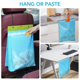 40 Pcs Disposable Car Trash Bag （Blue) - Large Capacity - Car Garbage Bag Hanging from Headrest - Easy to Stick-On, Leakproof, Smellproof Car Trash Can - Ideal for Travel, Camping, and Home Use (Blue)