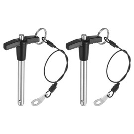 sourcing map 2Pcs T Handle Lock Pins, 8mm x 50mm Usage Length Stainless Steel Push-Button Quick Release Pin