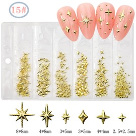 DEWJDFSC 3D Star Nail Charms for Nails Art Gold and Silver Star Nail Charms Rhinestones for Nails Art Supplies Accessories for Women Girls Nail Jewelry Manicure Decorations