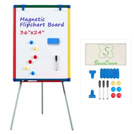 Magnetic Dry Erase Board with Stand Whiteboard Easel Portable Flipchart Board for Homeschool Office,Height Adjustable,36x24 inches