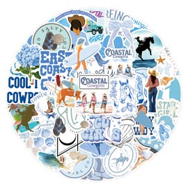 FSQYTR 55PCS Coastal Cowgirl Stickers for Water Bottles Laptop Luggage Guitar, Coastal Girl Decals Vinyl Waterproof Stickers for Girls Women Adults Cool Decals (Cowgirl)