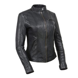 Milwaukee Leather Vintage SFL2811 Women's Black Zipper Front Motorcycle Casual Fashion Leather Jacket - X-Small