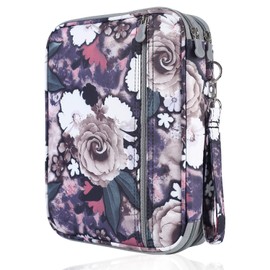 Shulaner Colored Pencil Case Slot Holds 192 Pencils or 144 Gel Pens with Zipper Closure Large Capacity Polyester Pen Organizer for Marker Watercolor Coloring Pencil Gel Pen Gray Rose