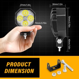 SKYWORLD 2 Pcs Mini Led Work Light, 2.8 inch 16W Spot Beam 12V 24V Outdoor Driving Lights Lamp for Car Off road Truck 4x4 SUV ATV Tractors Excavator Boat Motorbike Dirtbike, 6000K White, Fog Lamp