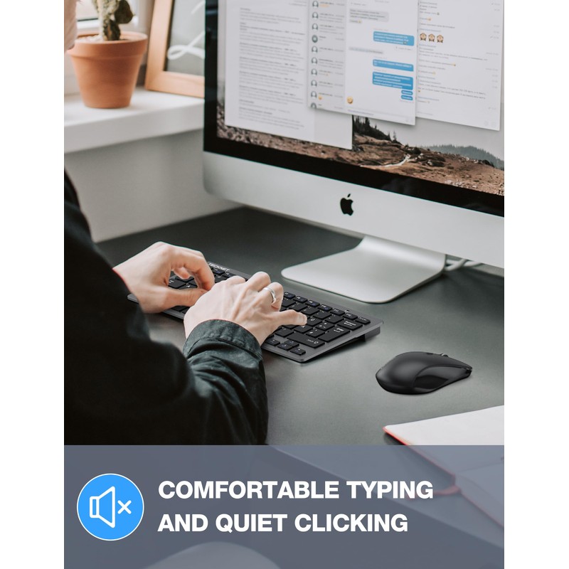 TECKNET Wireless Keyboard and Mouse Combo, Mini Cordless Computer Keyboard