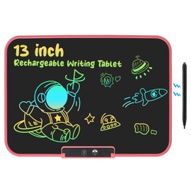 LCD Writing Tablet for Kids 13 Inch,Rechargeable Colorful Drawing Writing Board,Reusable Doodle Pad Electronic Drawing Tablet,Educational and Learning Toy for Boys Girls (Pink)